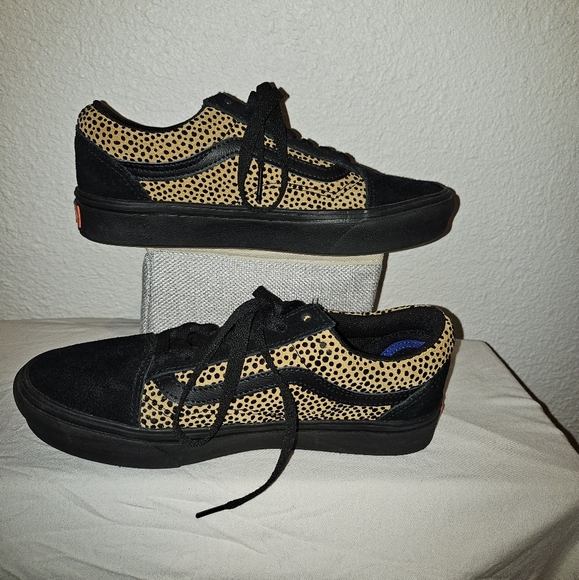 NEW-  VANS Comfycush Old Skool Shoes Tiny Cheetah Black Size Men 5.5 W7 - Picture 2 of 6